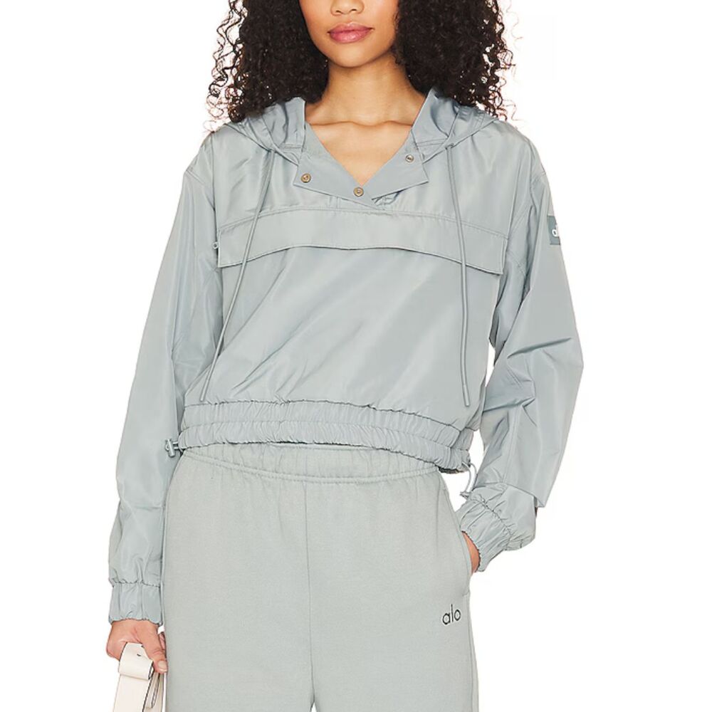 Alo Yoga International Anorak Hoodie Cosmic Grey Sz S Cropped Utility Jacket